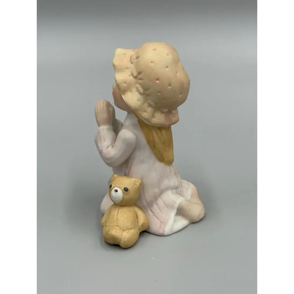 Vtg Holly Hobbie Praying Boy & Girl in Pajamas Mini 2.75” Ceramic Figurines